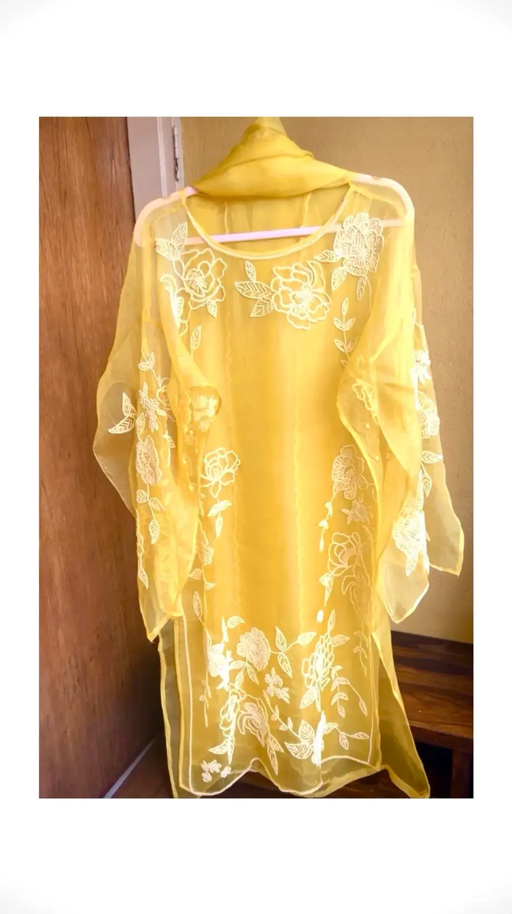 Gul kurta- The pure organza silk kurta set with beads hand embroidery . - 3