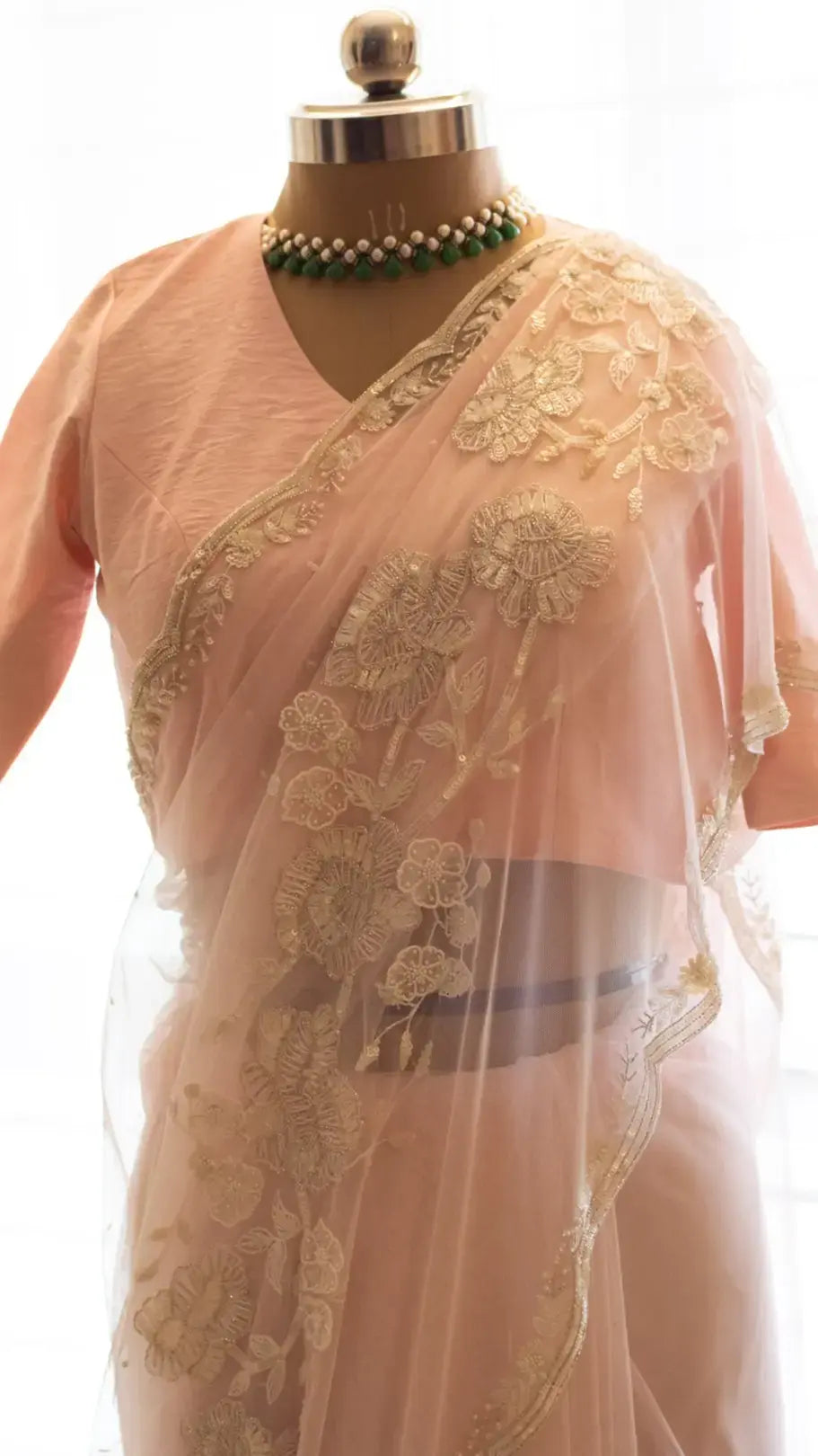 Powder pink Chandani saree - 1