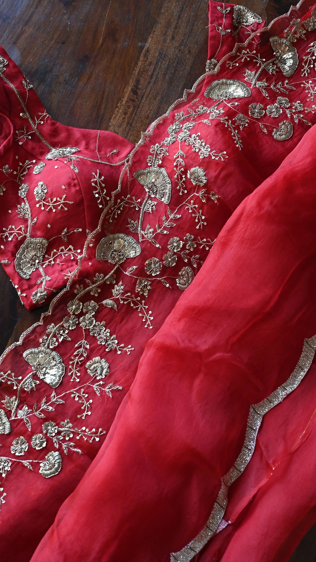 Red zardozi Gulposh saree - 1