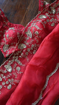 Red zardozi Gulposh saree - 1