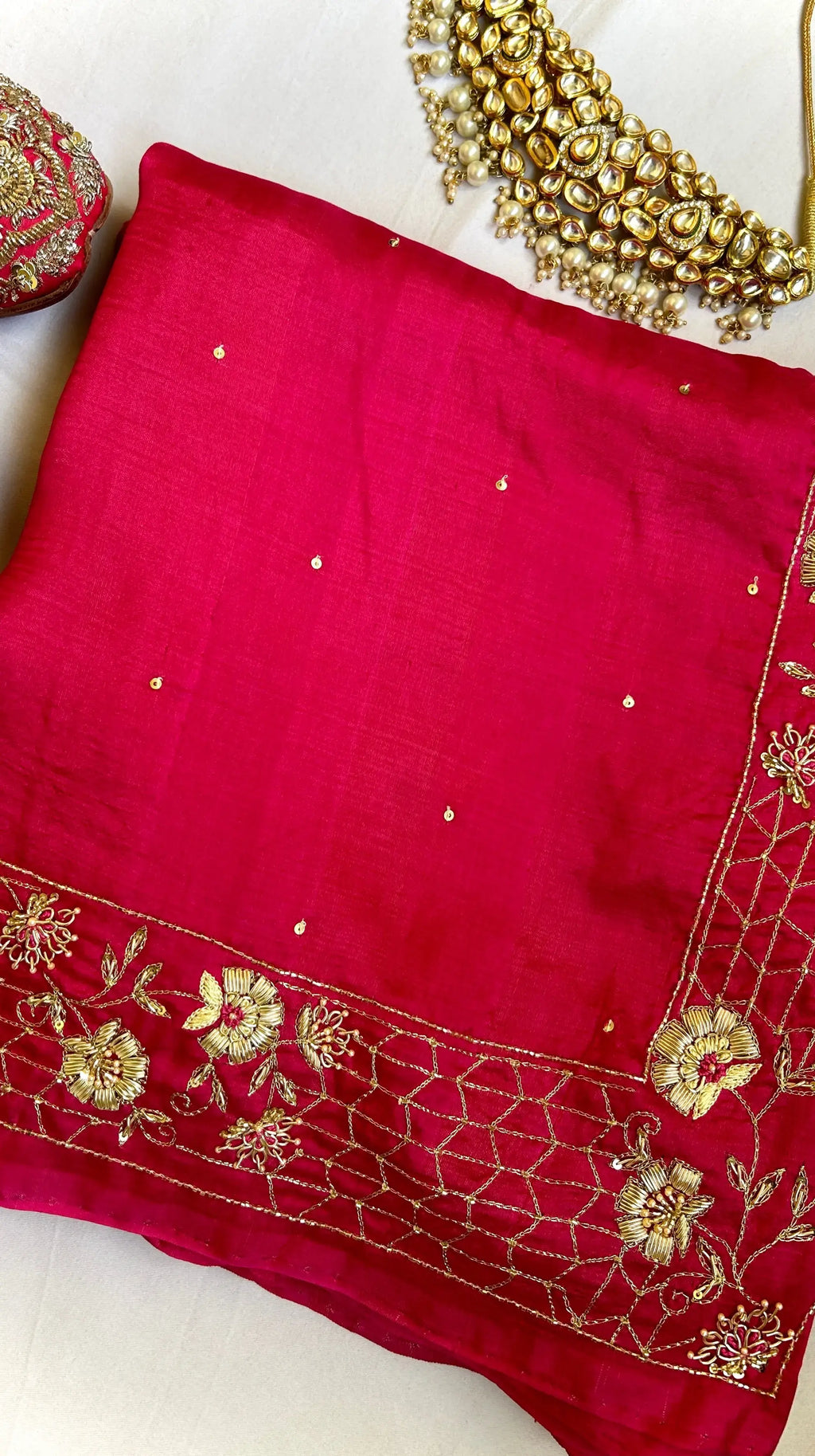 Phool lata saree. The  pure mulberry silk saree with zardozi hamd embroidery . - 1