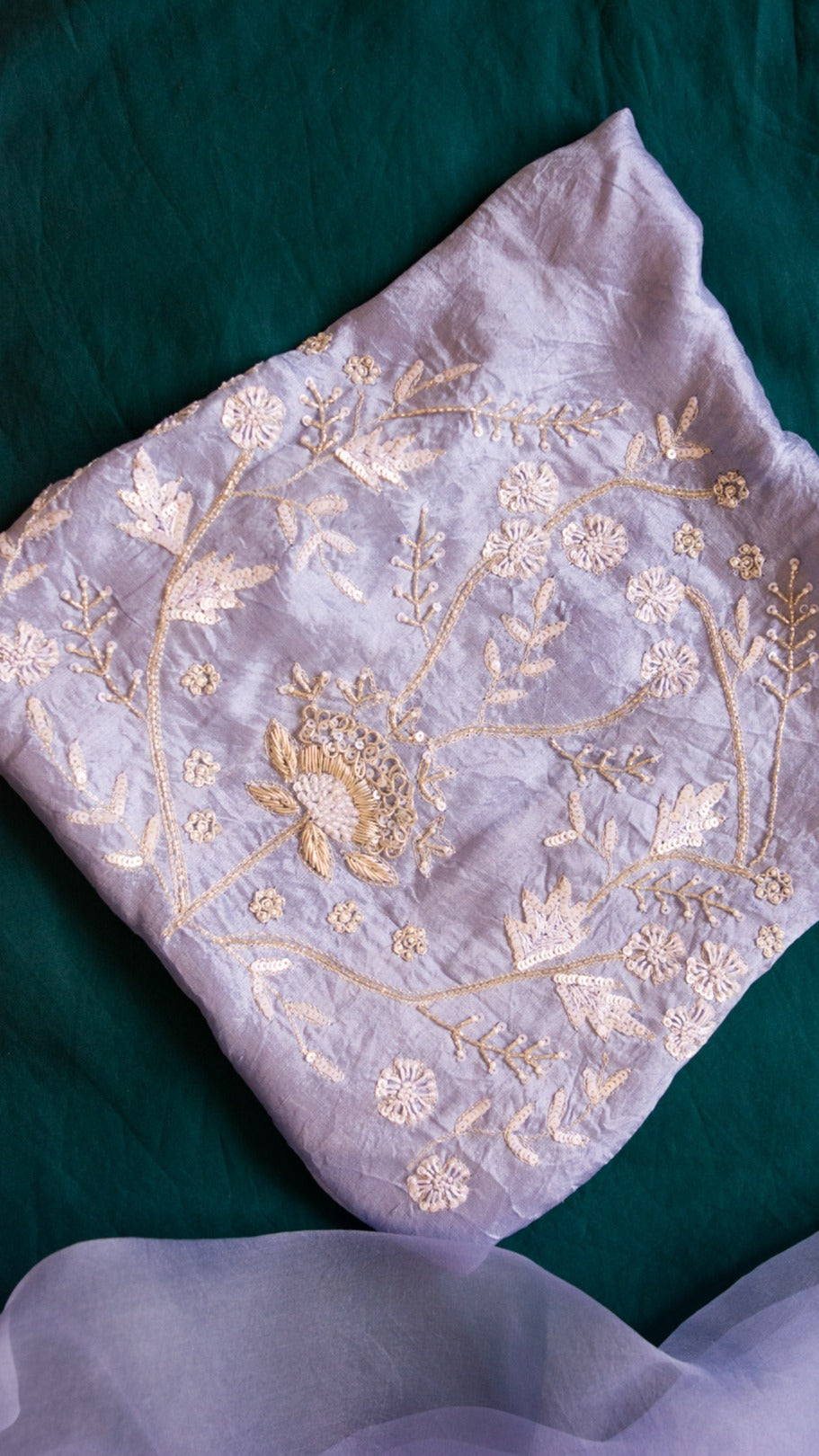 Pure organza silk saree with zardozi  - 3