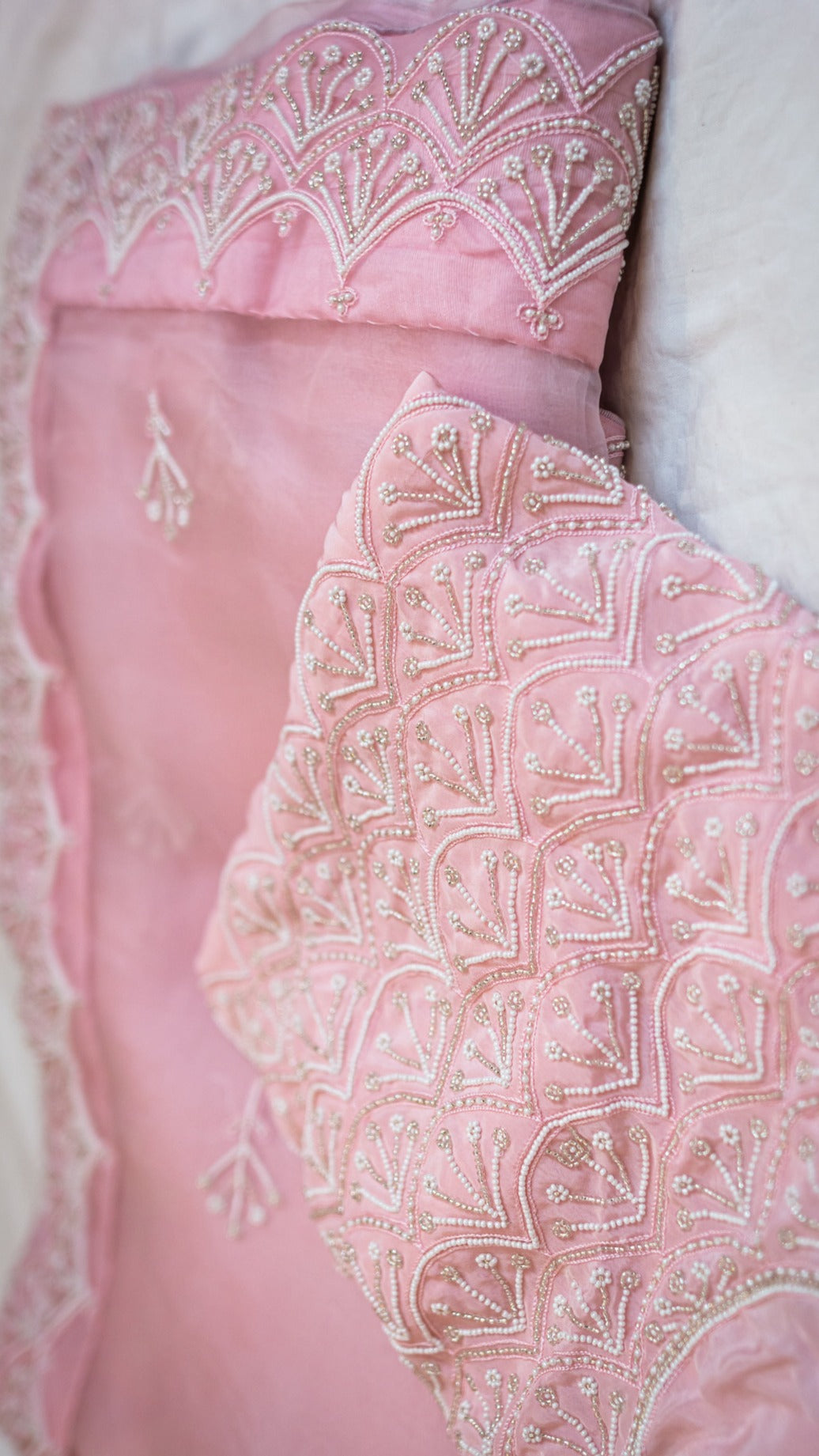 Meen Moti : Pure organza silk saree with pearl hand embroidery - 1