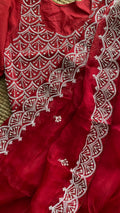 Meen Moti: Pure organza silk saree with pearl hand embroidery - 1