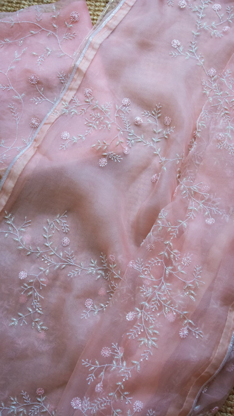 Mohati : The pure organza silk saree with pearl , cutdana and resham hand embroidery - 1