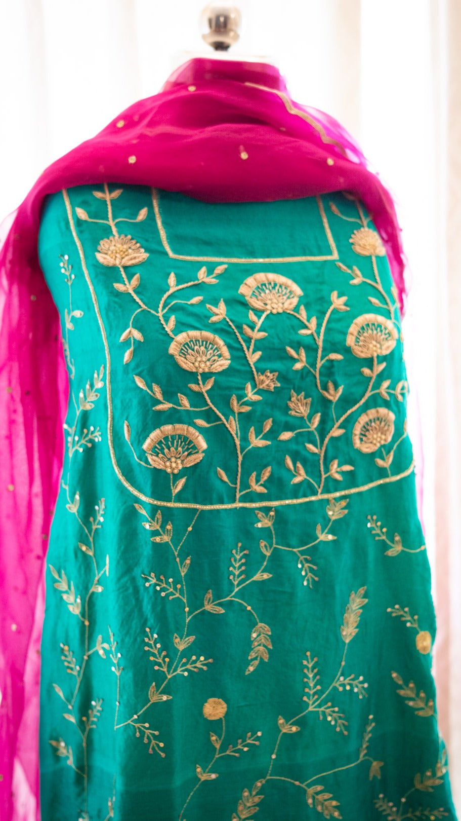Pure mulberry silk kurta and pure organza silk dupatta unstitched suit material - 2