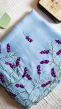 Lavender fields saree Pure chiffon silk saree with sequins and cutdana embroidery  - 1