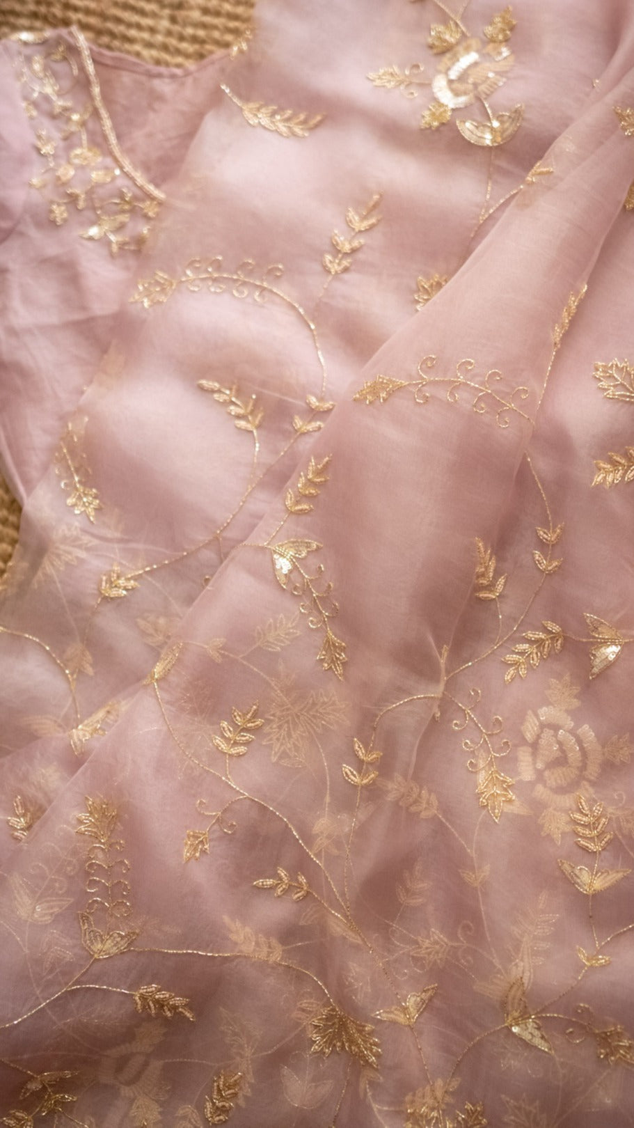 Mauve Tarika : Pure organza silk saree with all over jaal - 1