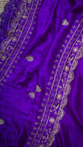 Purple Kamya saree: Pure organza silk saree with zardozi hand embroidery - 1