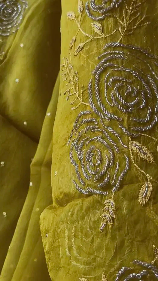 Yellow Rosa saree - 3