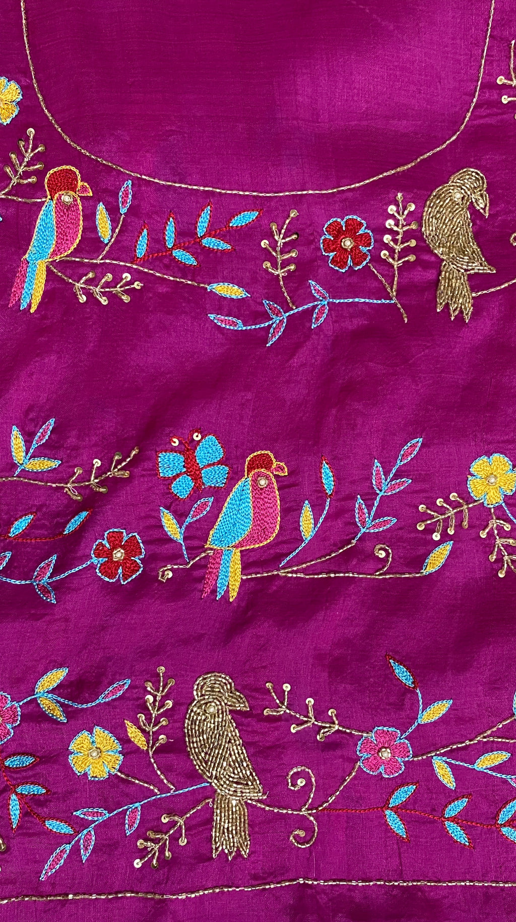 Bird saree: Pure tissue silk saree with cutdana and kashmiri resham work hand embroidery . - 4
