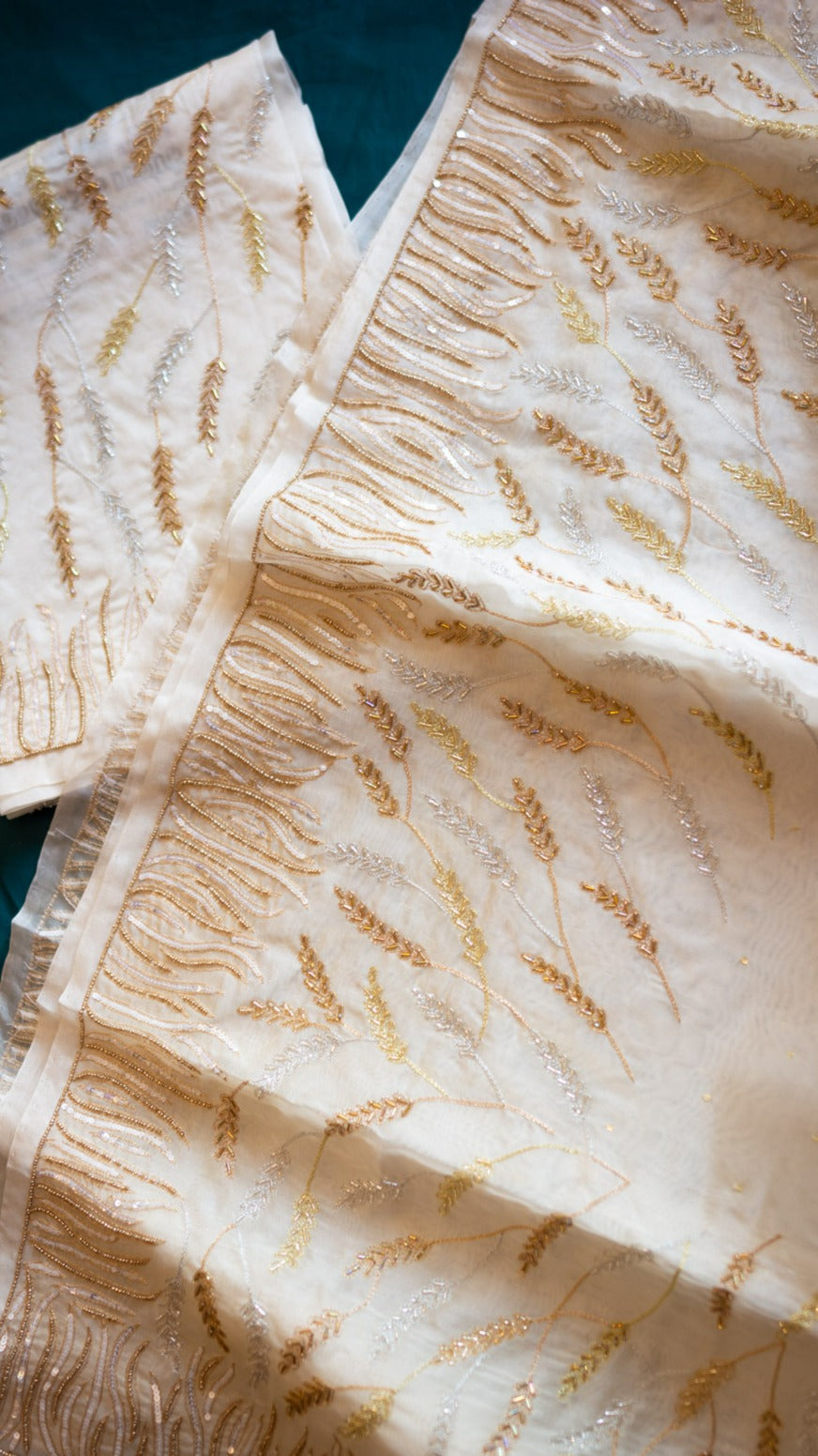 Gehua saree with cutdana sequins and zari hand embroidery - 1