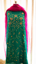 Pure mulberry silk kurta and pure organza silk dupatta unstitched suit material - 1