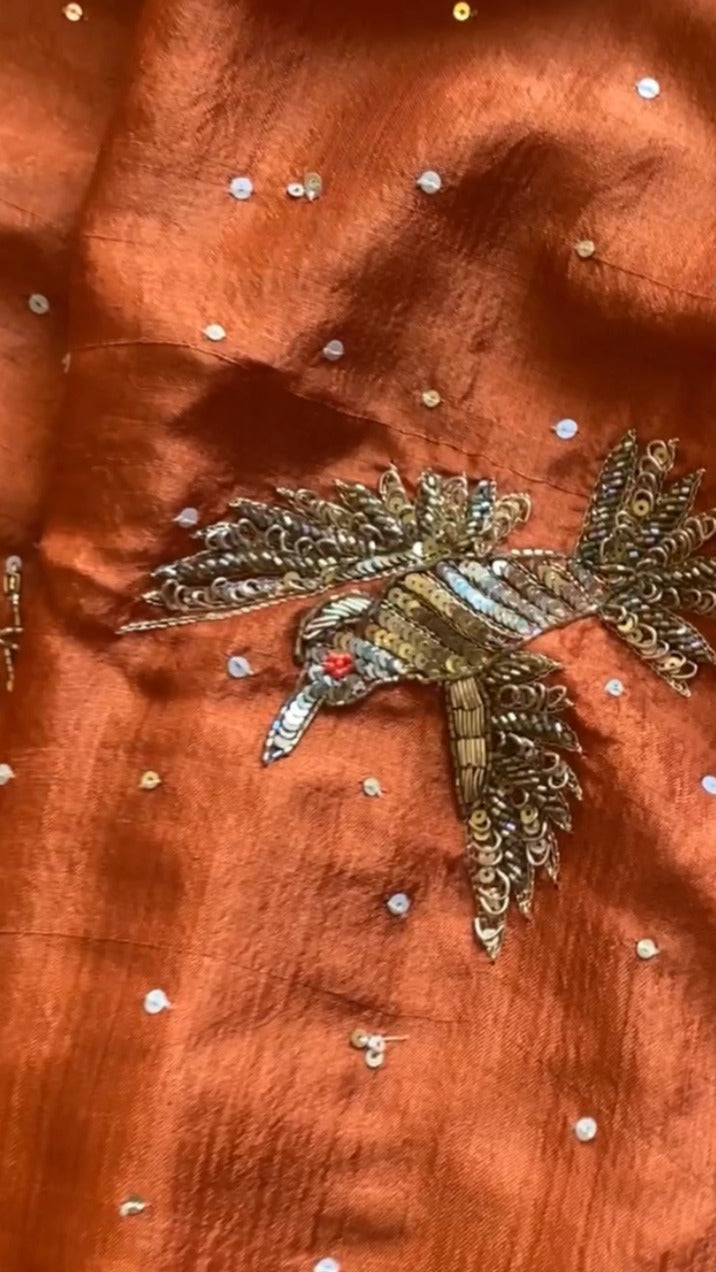 Chidiya : Pure mulberry silk saree with zardozi bird motifs - 2