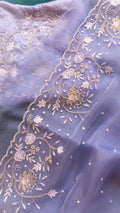 Pure organza silk saree with zardozi  - 1