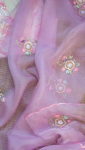 Lavender Keya: Pure organza silk saree with floral bootas - 1