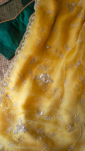 Marigold tarika : Pure organza silk saree with cutdana and sequins all over jaal hand embroidery - 1