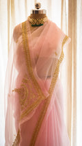Pure organza silk saree with dainty zardozi embroidery - 1