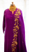 Purple pure mulberry silk stitched kurta with heavy zardozi embroidery dupatta - 1