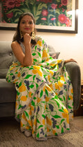 Spring Garden : Pure mulberry silk saree with cutdana hand embroidery - 1