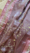 Pink Tissue: Pure tissue silk saree with Aari and Zardozi hand embroidery - 1